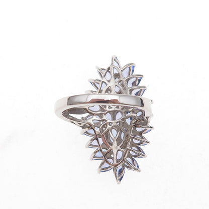 Chuck Clemency 925 Sterling Silver Real Tanzanite & White Topaz Ring Size 8