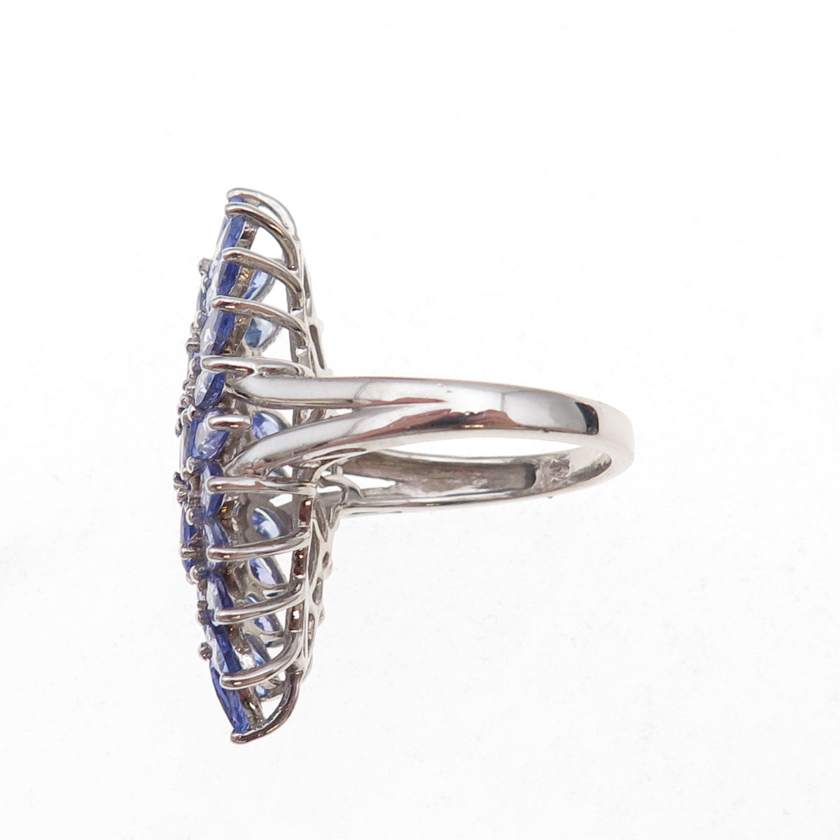 Chuck Clemency 925 Sterling Silver Real Tanzanite & White Topaz Ring Size 8
