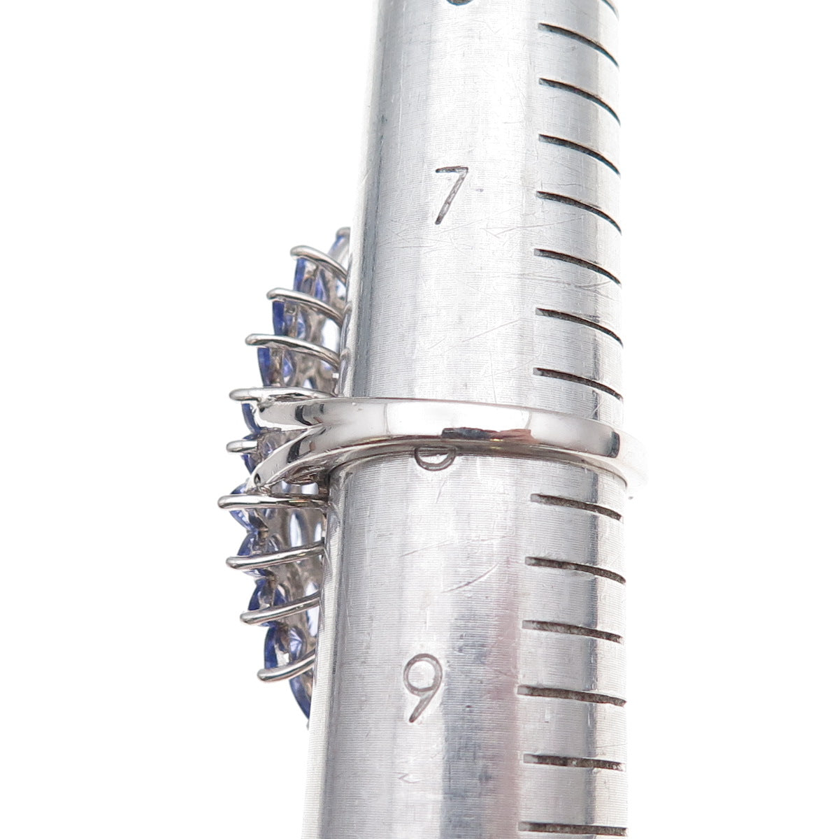Chuck Clemency 925 Sterling Silver Real Tanzanite & White Topaz Ring Size 8