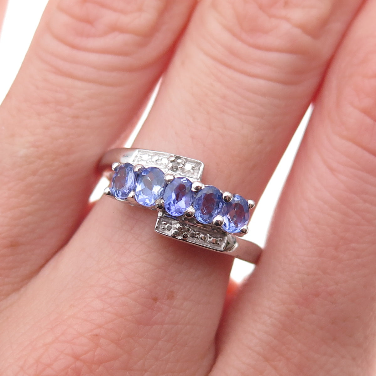 Chuck Clemency 925 Sterling Silver Real Diamond & Tanzanite Ring Size 8.25