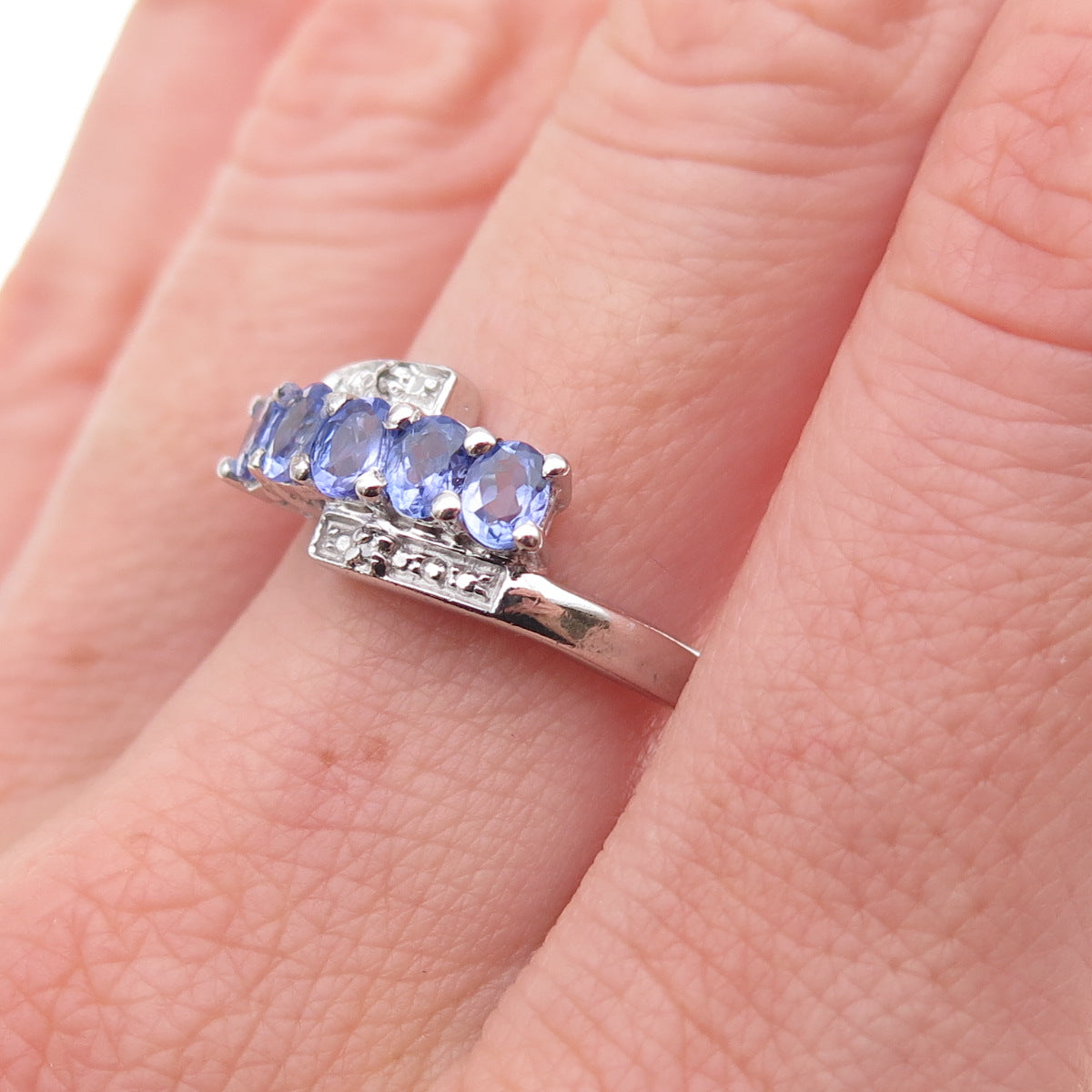 Chuck Clemency 925 Sterling Silver Real Diamond & Tanzanite Ring Size 8.25