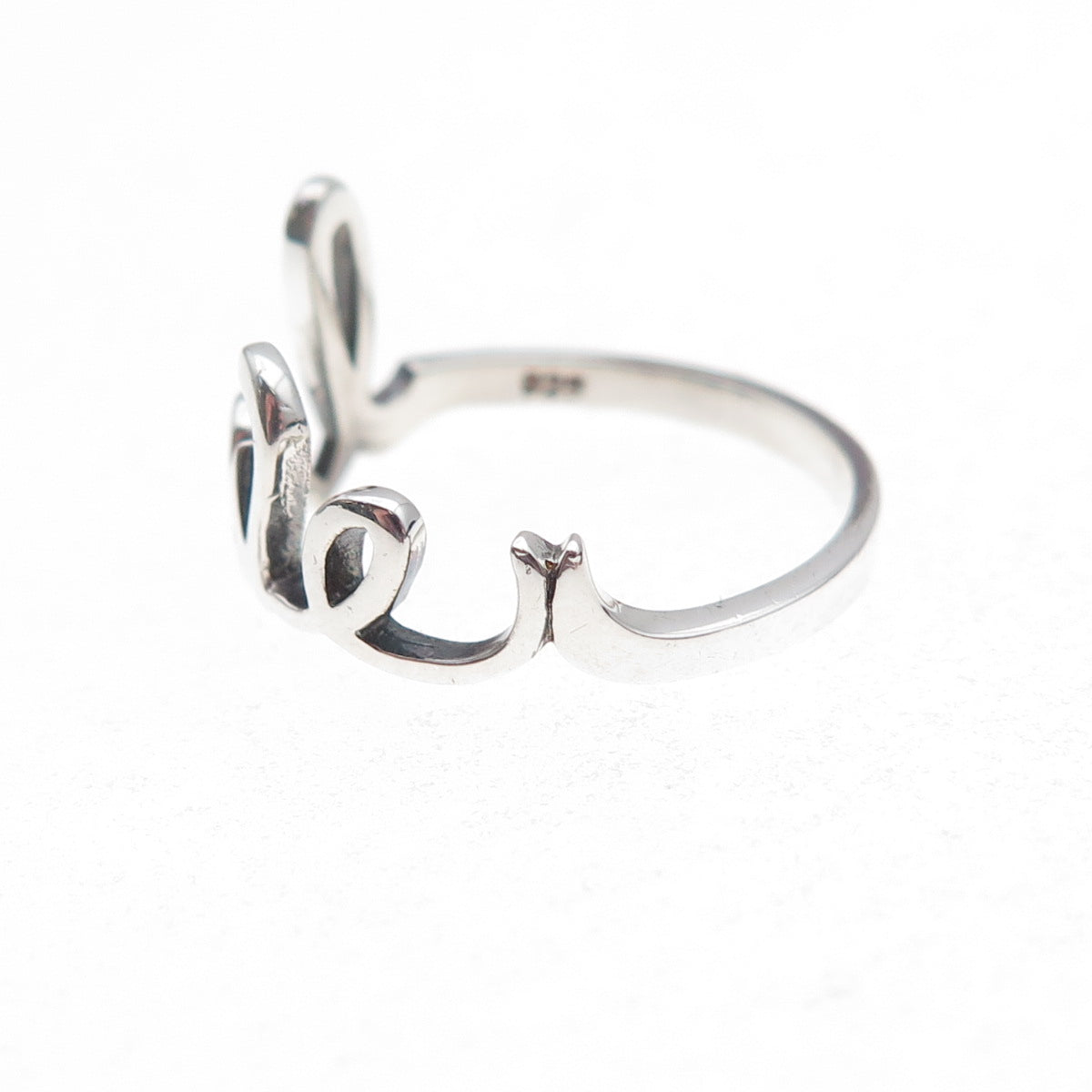925 Sterling Silver Vintage Love Oxidized Ring Size 6.75