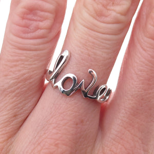 925 Sterling Silver Vintage Love Oxidized Ring Size 6.75