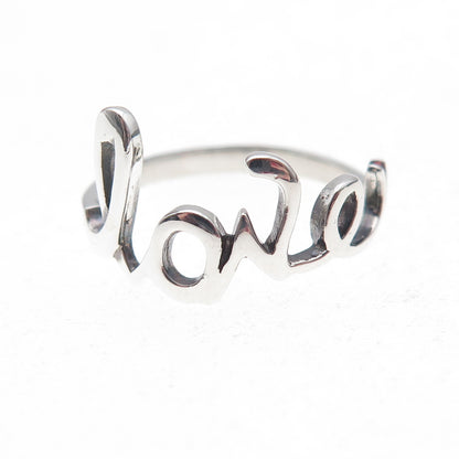 925 Sterling Silver Vintage Love Oxidized Ring Size 6.75