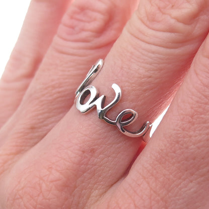 925 Sterling Silver Vintage Love Oxidized Ring Size 6.75