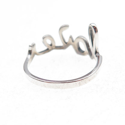 925 Sterling Silver Vintage Love Oxidized Ring Size 6.75