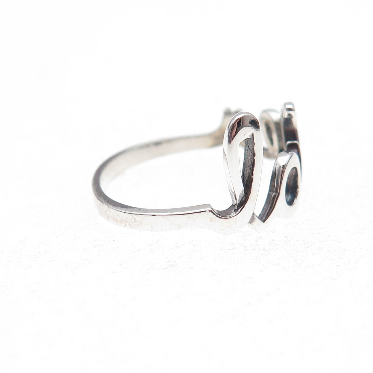 925 Sterling Silver Vintage Love Oxidized Ring Size 6.75