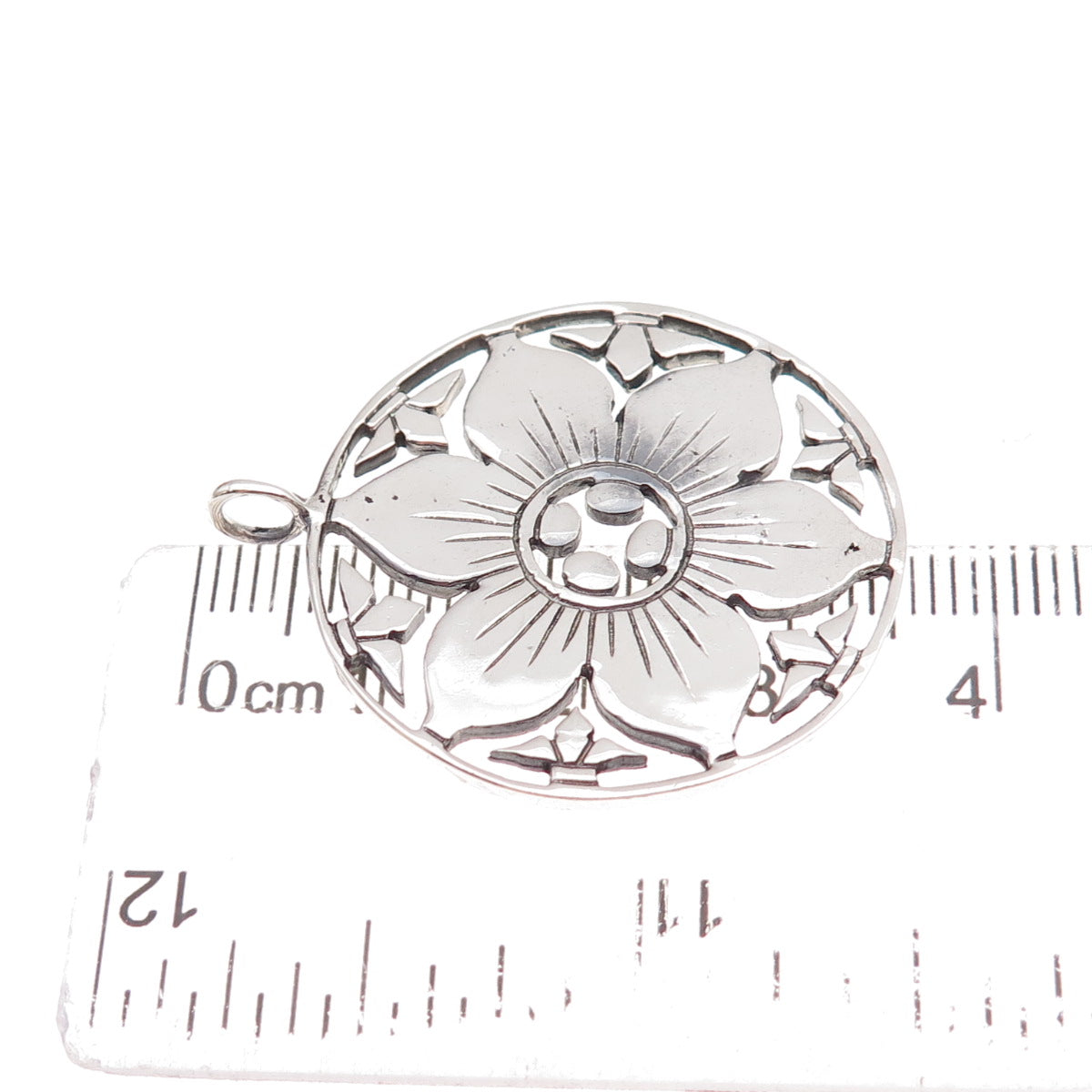 Osiris 925 Sterling Silver Vintage Floral Oxidized Charm Pendant
