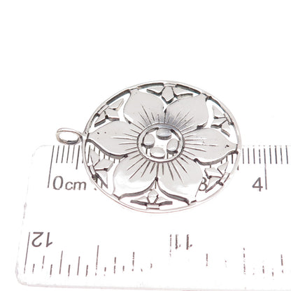 Osiris 925 Sterling Silver Vintage Floral Oxidized Charm Pendant