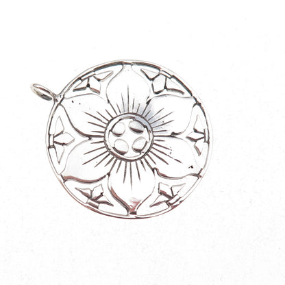 Osiris 925 Sterling Silver Vintage Floral Oxidized Charm Pendant