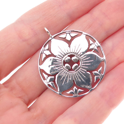 Osiris 925 Sterling Silver Vintage Floral Oxidized Charm Pendant
