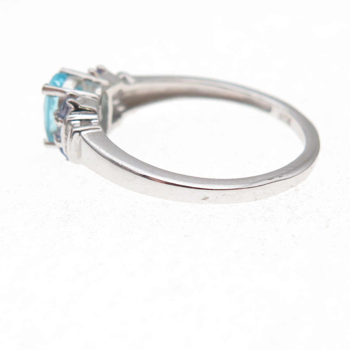 Chuck Clemency 925 Sterling Real Diamond Blue Tourmaline & Tanzanite Ring Size 8