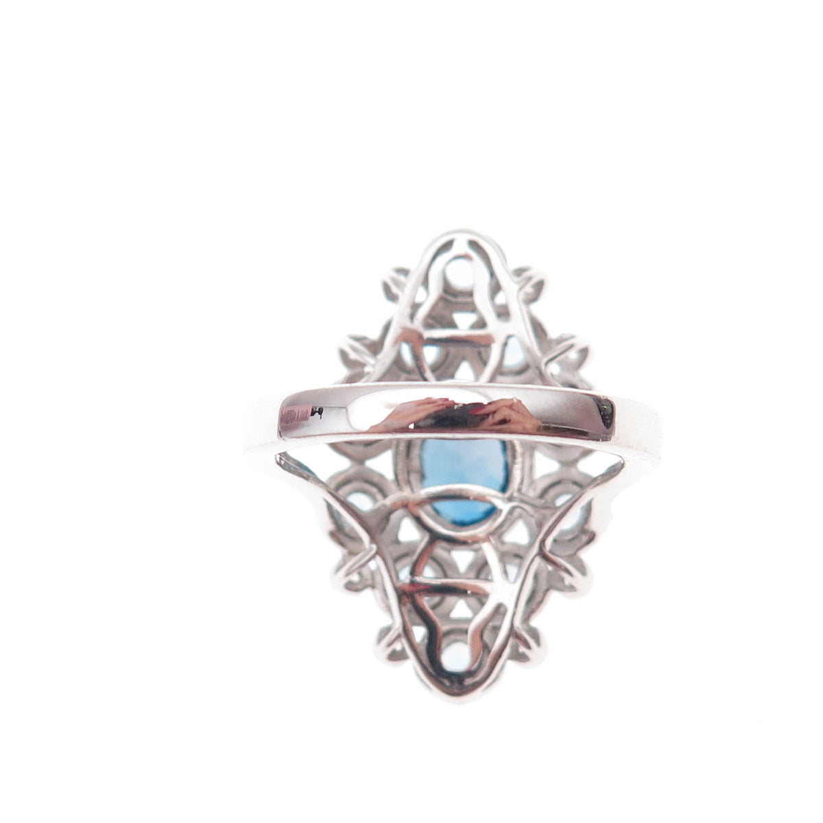 Chuck Clemency 925 Sterling Silver Real Swiss Blue & White Topaz Ring Size 9