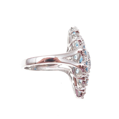 Chuck Clemency 925 Sterling Silver Real Swiss Blue & White Topaz Ring Size 9