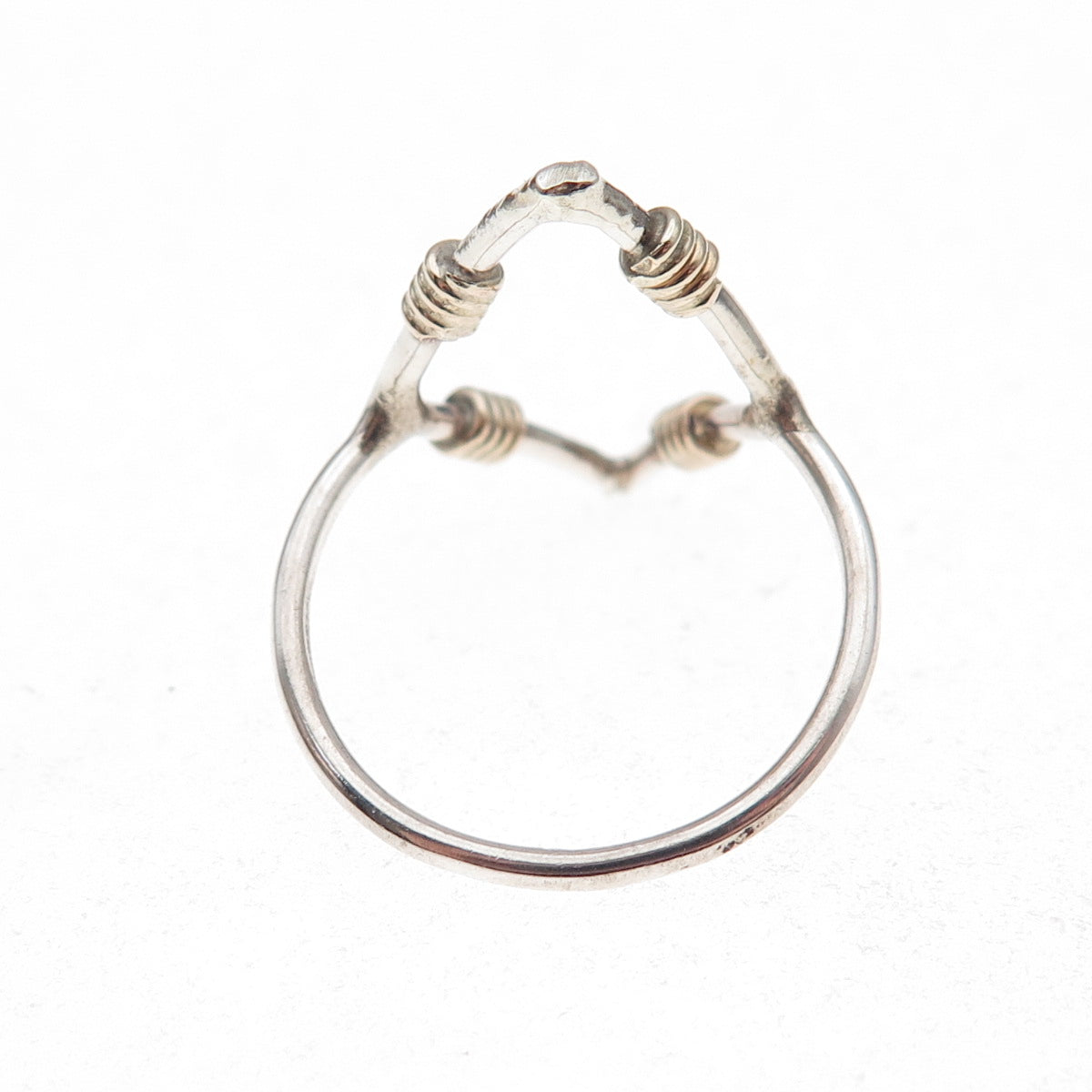 925 Sterling Silver Gold Filled Vintage Modernist Ring Size 7
