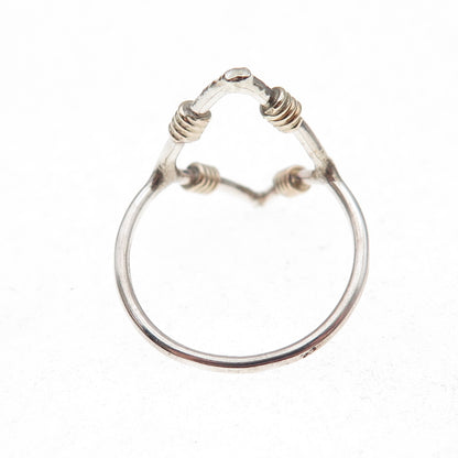 925 Sterling Silver Gold Filled Vintage Modernist Ring Size 7