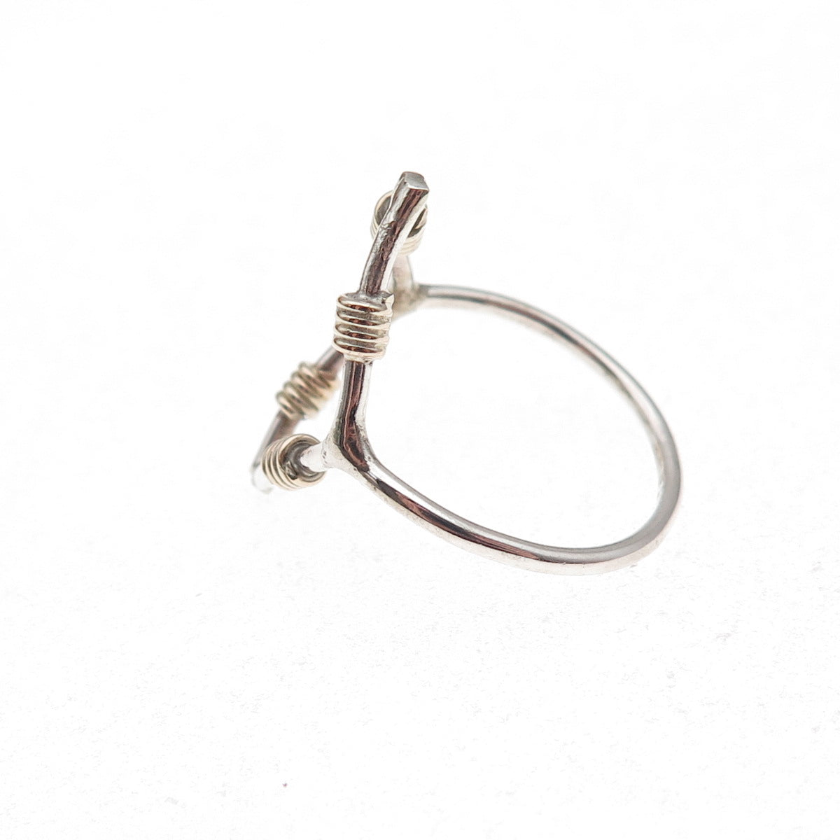 925 Sterling Silver Gold Filled Vintage Modernist Ring Size 7