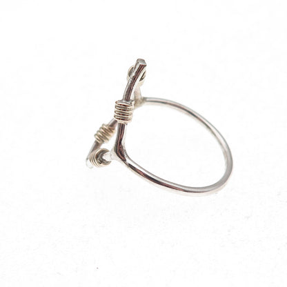 925 Sterling Silver Gold Filled Vintage Modernist Ring Size 7