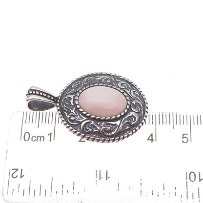 Carolyn Pollack Sterling Silver Vintage Real MOP Floral Scroll Oxidized Pendant