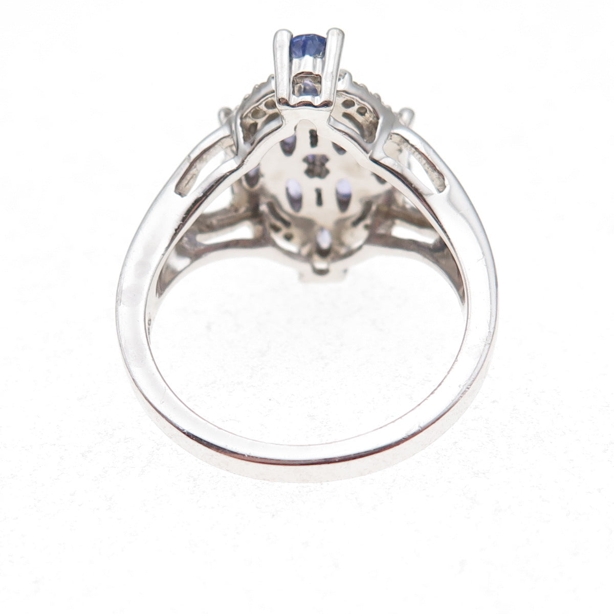 925 Sterling Silver Real Tanzanite & White Topaz Ring Size 8