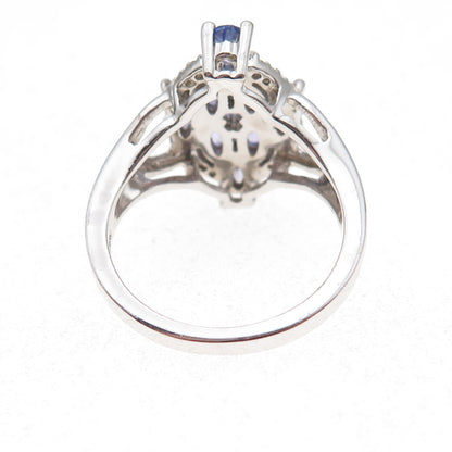 925 Sterling Silver Real Tanzanite & White Topaz Ring Size 8