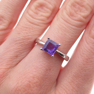 925 Sterling Silver Mexico Real Amethyst Ring Size 7