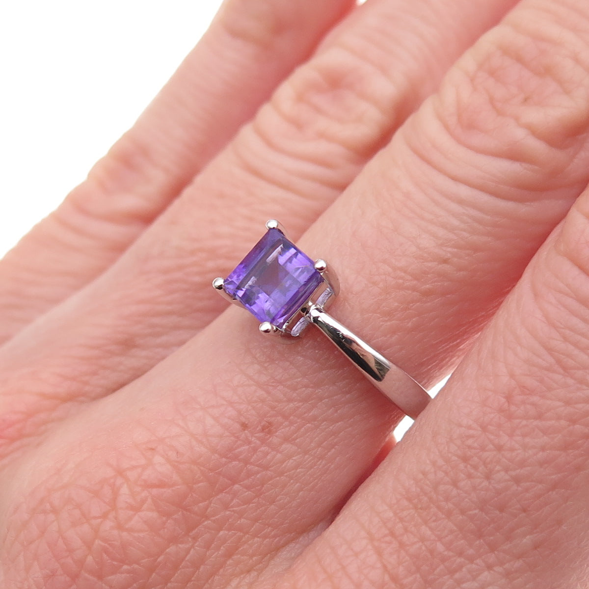 925 Sterling Silver Mexico Real Amethyst Ring Size 7