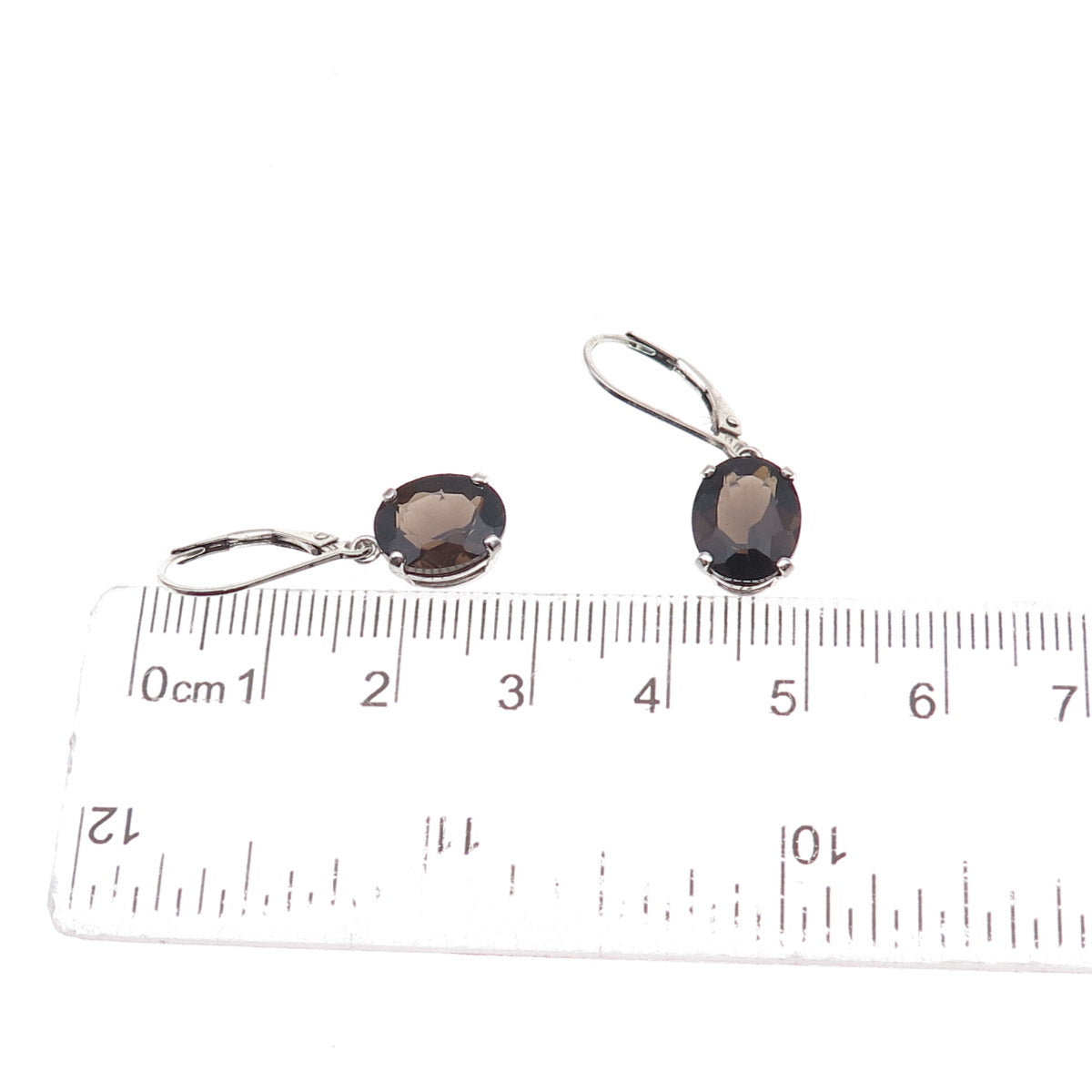 925 Sterling Silver Real Oval-Cut Smoky Quartz Dangle Earrings