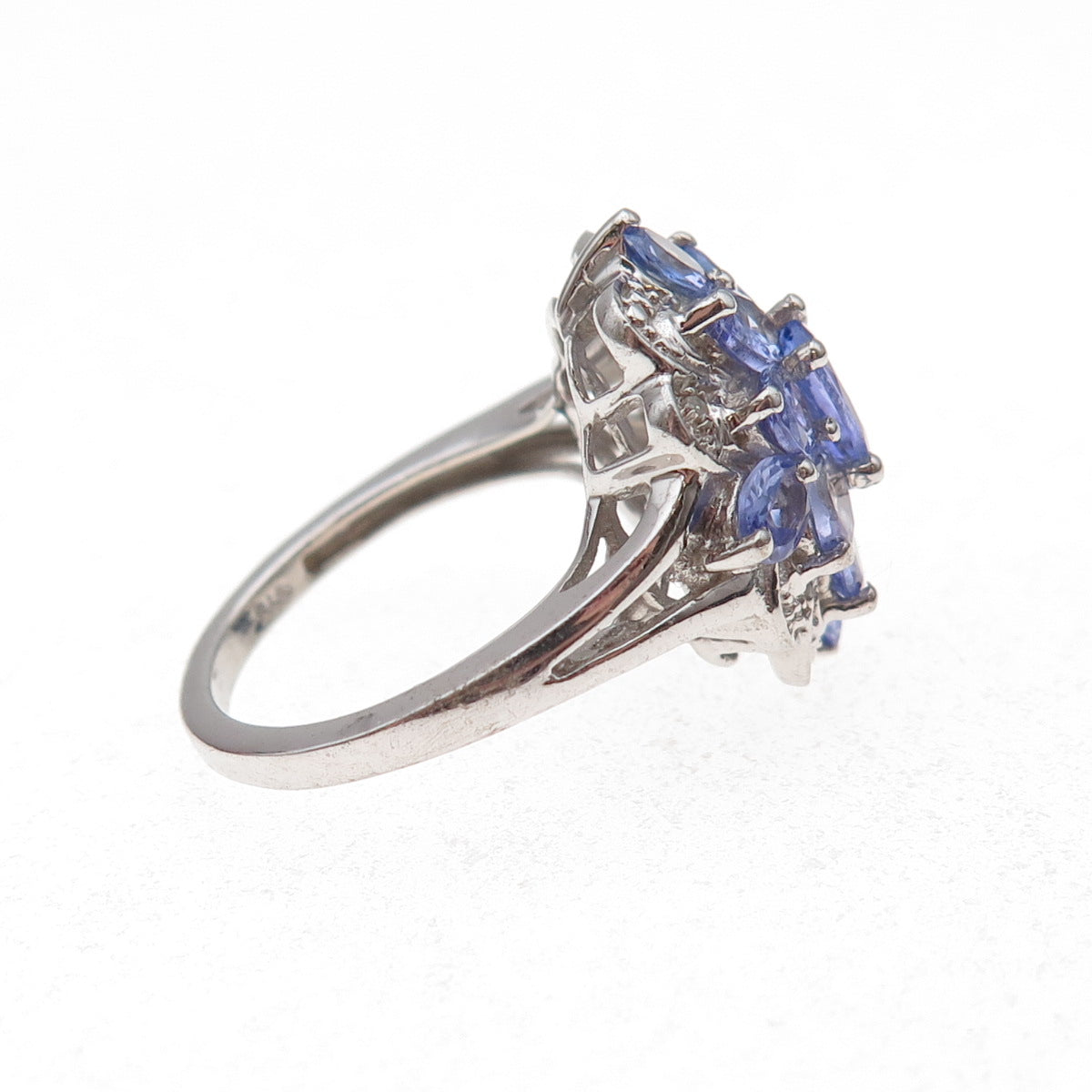 Chuck Clemency 925 Sterling Silver Real Diamond & Tanzanite Ring Size 6