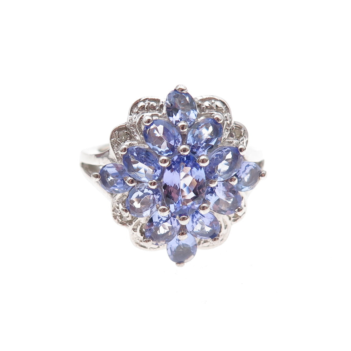 Chuck Clemency 925 Sterling Silver Real Diamond & Tanzanite Ring Size 6