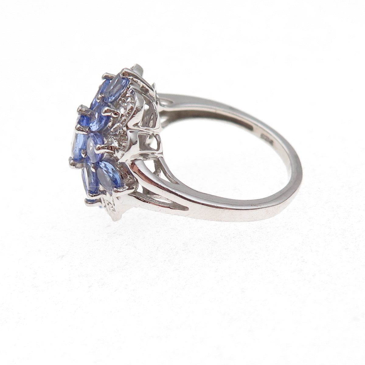 Chuck Clemency 925 Sterling Silver Real Diamond & Tanzanite Ring Size 6