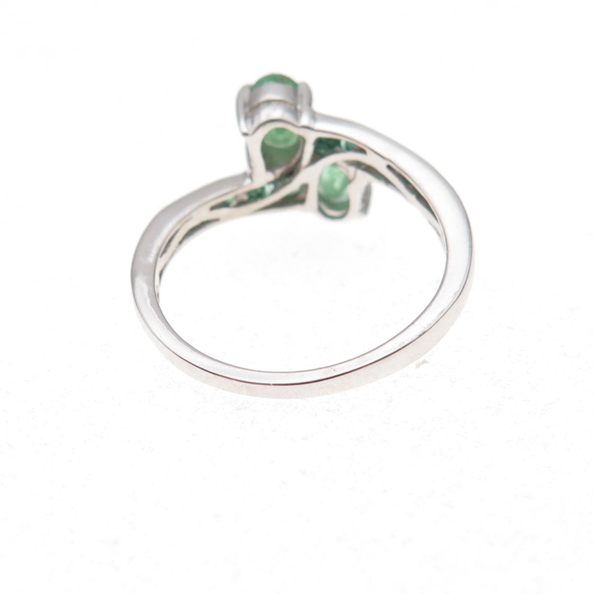 Chuck Clemency 925 Sterling Silver Real Emerald Bypass Ring Size 8