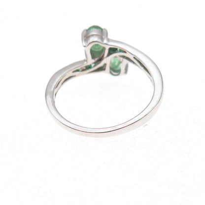 Chuck Clemency 925 Sterling Silver Real Emerald Bypass Ring Size 8