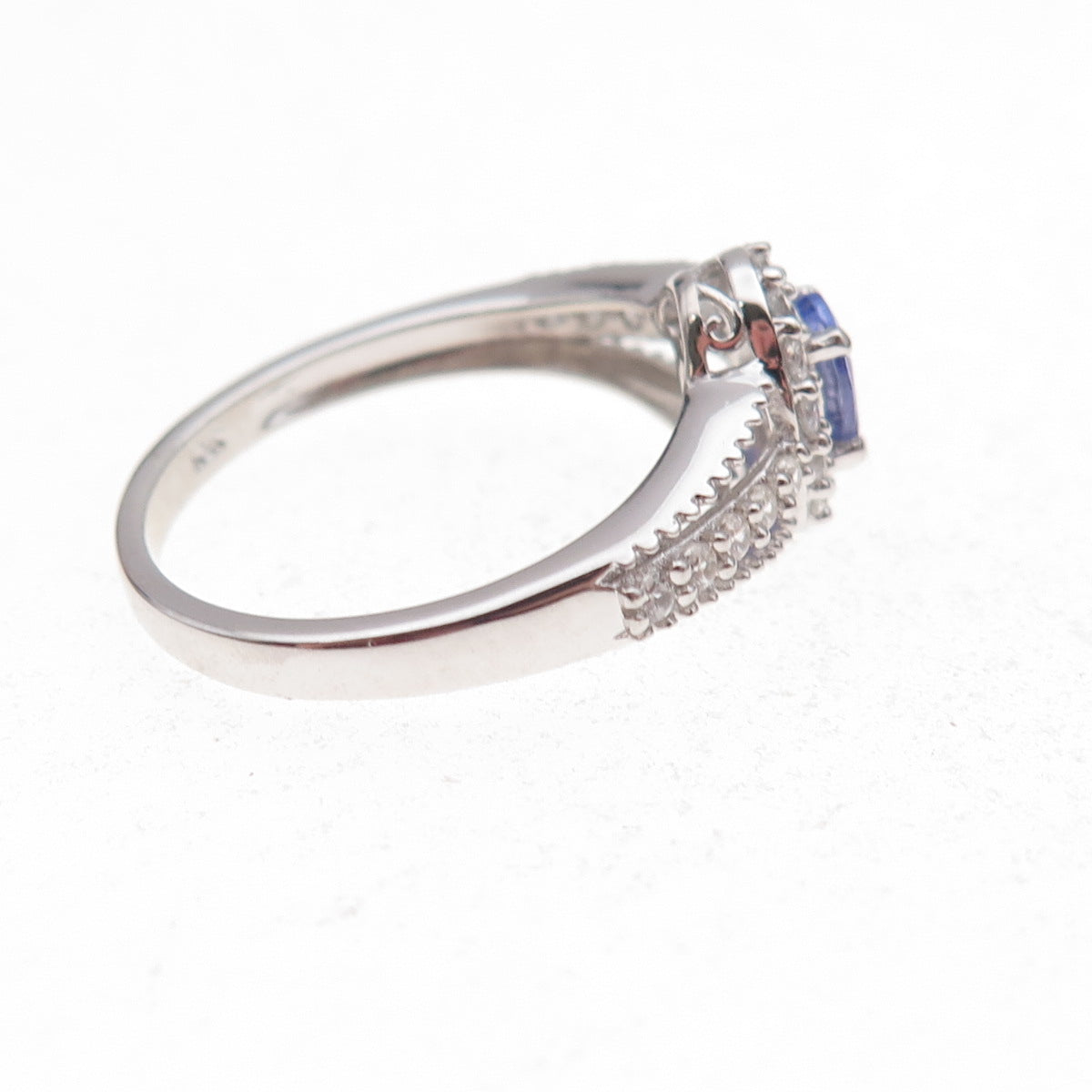 Chuck Clemency 925 Sterling Silver Real Tanzanite & White Topaz Ring Size 8