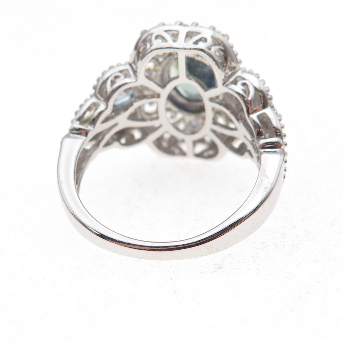Chuck Clemency Sterling Silver 2-Tone Real Tanzanite & White Topaz Ring Size 8