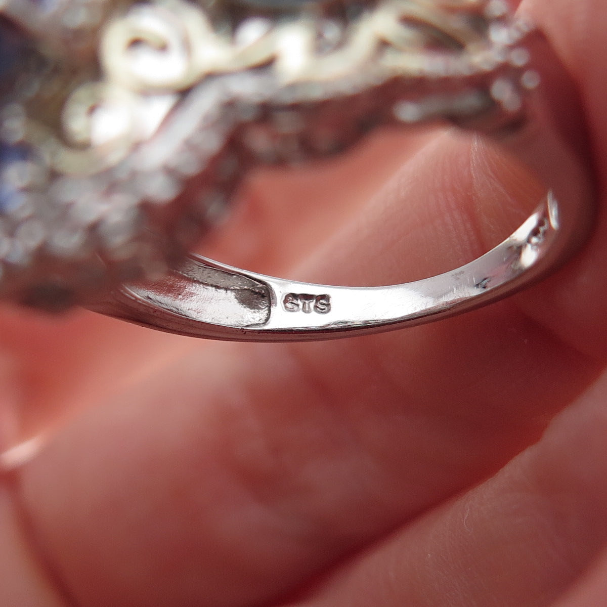 Chuck Clemency Sterling Silver 2-Tone Real Tanzanite & White Topaz Ring Size 8