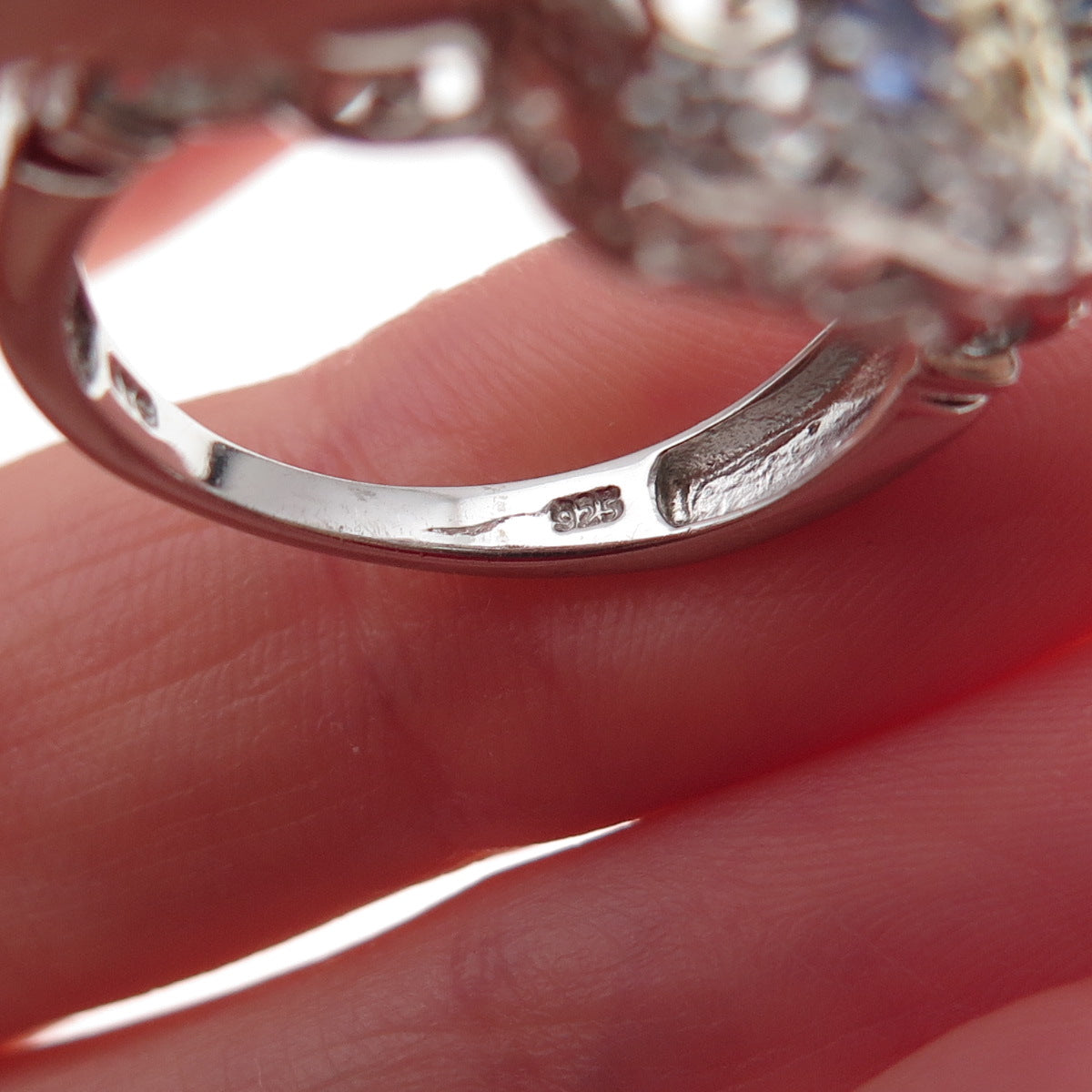 Chuck Clemency Sterling Silver 2-Tone Real Tanzanite & White Topaz Ring Size 8