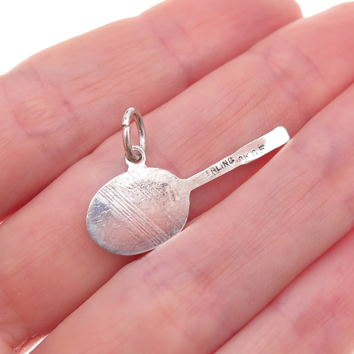 925 Sterling Silver Vintage Tennis Racket Oxidized Charm Pendant