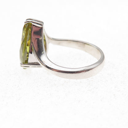 Toni 925 Sterling Silver Real Pear-Cut Peridot Ring Size 5.5