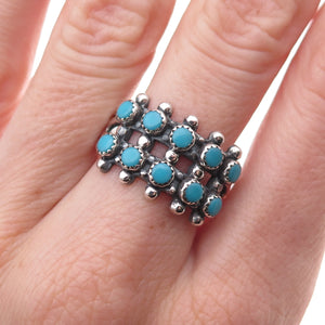Maisels Old Pawn 925 Sterling Silver Vintage Turquoise Snake Eye Ring Size 8.75