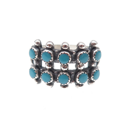Maisels Old Pawn 925 Sterling Silver Vintage Turquoise Snake Eye Ring Size 8.75