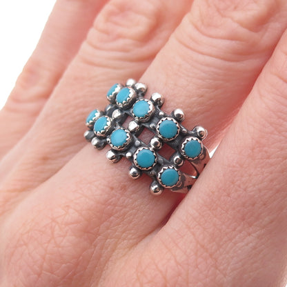 Maisels Old Pawn 925 Sterling Silver Vintage Turquoise Snake Eye Ring Size 8.75