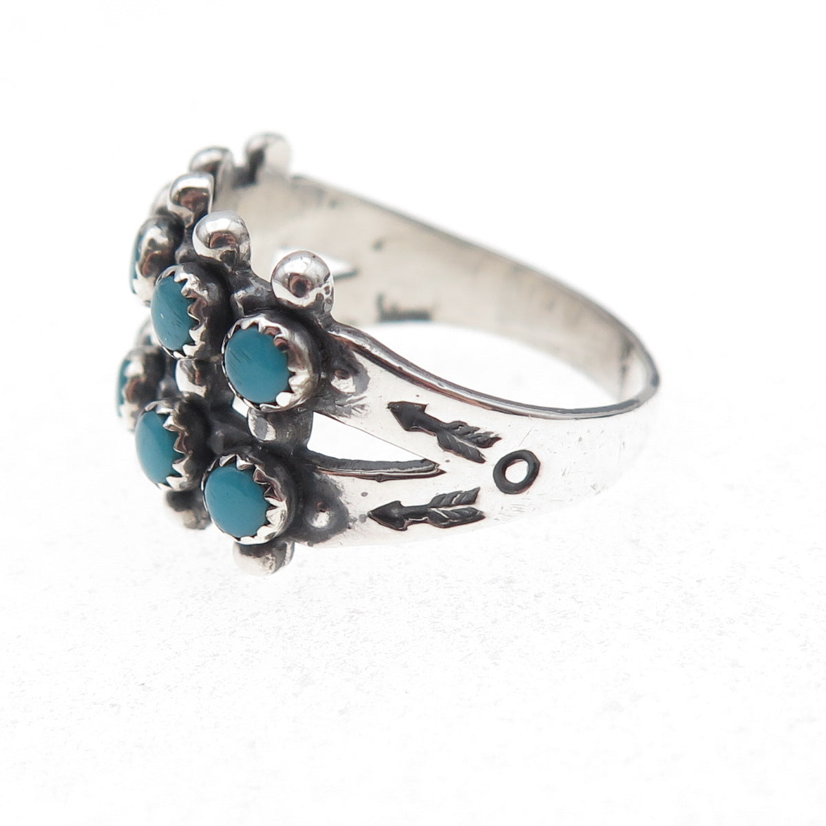 Maisels Old Pawn 925 Sterling Silver Vintage Turquoise Snake Eye Ring Size 8.75