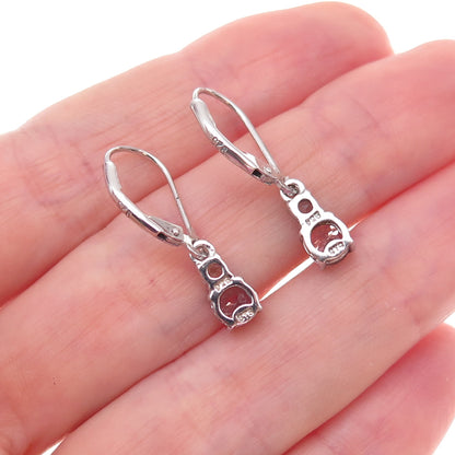 925 Sterling Silver Real Round-Cut Tanzanite Earrings