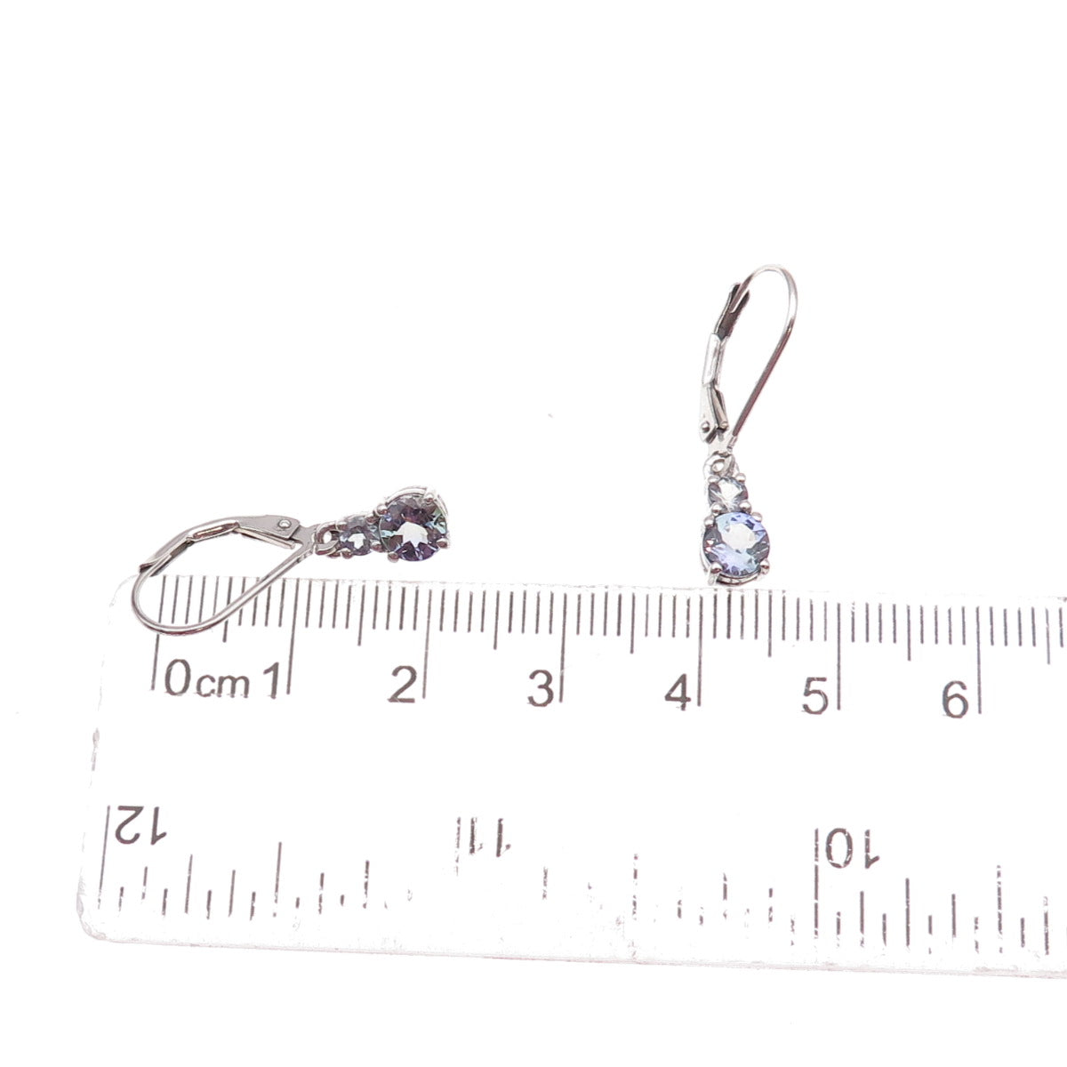 925 Sterling Silver Real Round-Cut Tanzanite Earrings