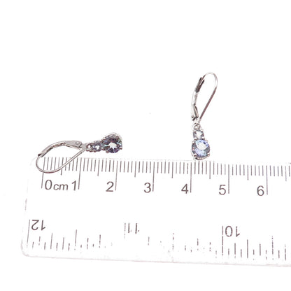 925 Sterling Silver Real Round-Cut Tanzanite Earrings