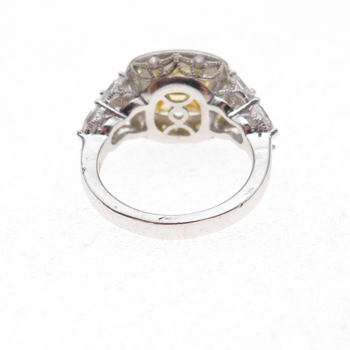 Tacori IV 925 Sterling Silver 2-Tone Canary & White C Z Ring Size 5.25