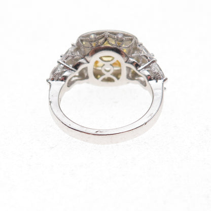 Tacori IV 925 Sterling Silver 2-Tone Canary & White C Z Ring Size 5.25