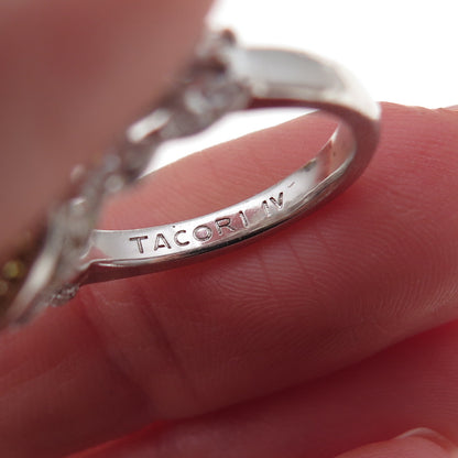 Tacori IV 925 Sterling Silver 2-Tone Canary & White C Z Ring Size 5.25
