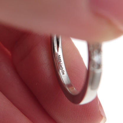 925 Sterling Silver Round-Cut Moissanite Half Eternity Band Ring Size 6.75